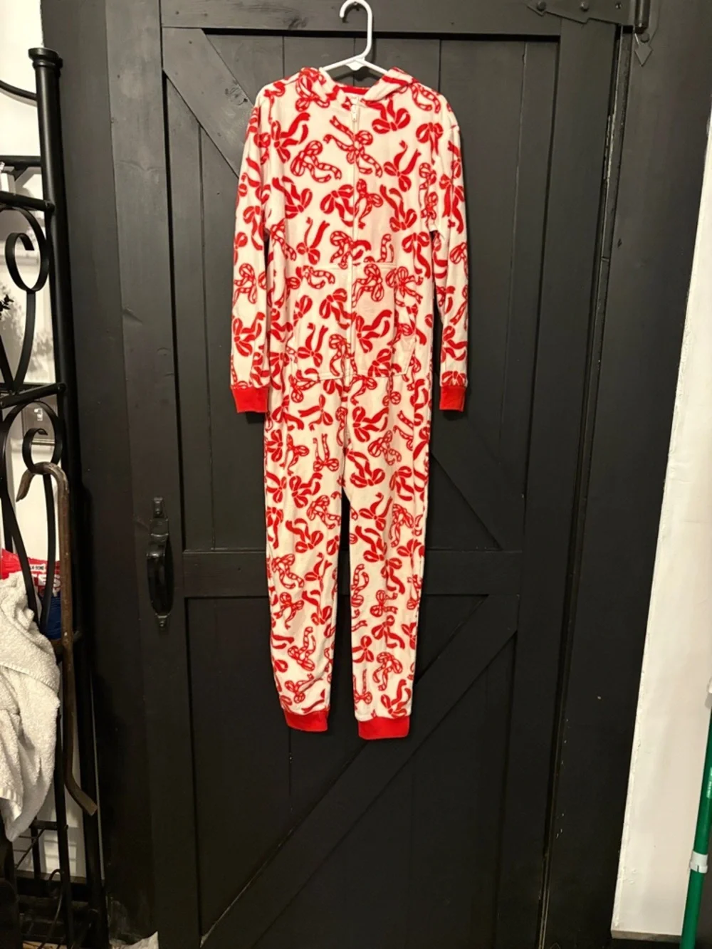 Cat & Jack Red and White Bows one piece PJ’s